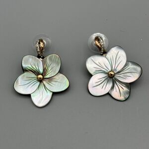 Brighton Neptune's Rings Shell Flower 2 Tone Post Drop Earrings Mother of Pearl